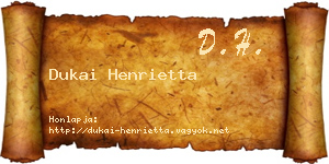 Dukai Henrietta névjegykártya